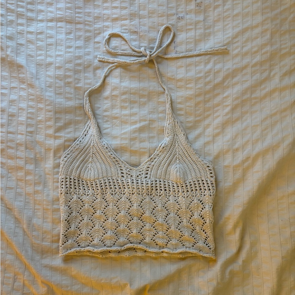 H&M Cream Crochet Halter Top